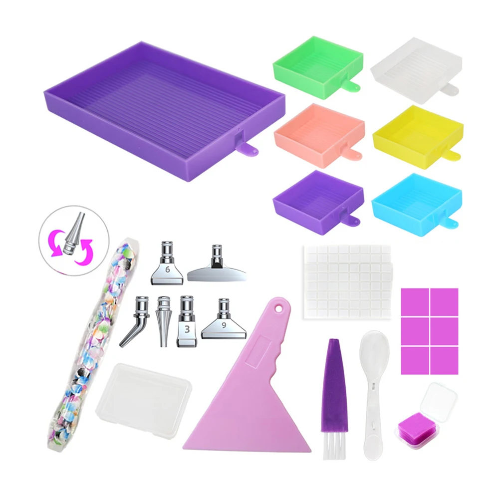 

Daimond Painting Accessories Gridded Diamond Tray Bead Storage Containers Box Suitcase Resin Pen Pearl Embroidery Light Square