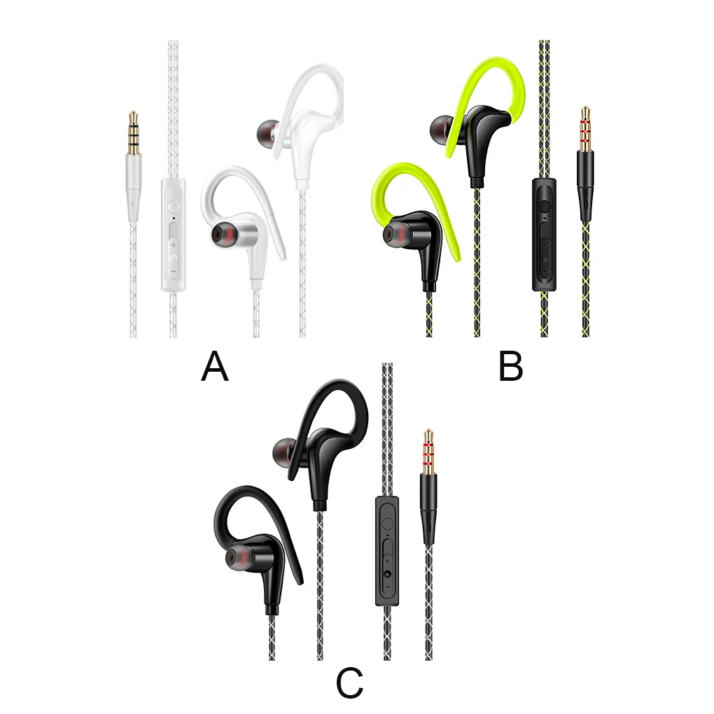 Sport 3 5mm Earphone Ear Hook Waterproof Bass Running In-ear Earbuds for Noise Reduction Music Headphone with Green images - 6