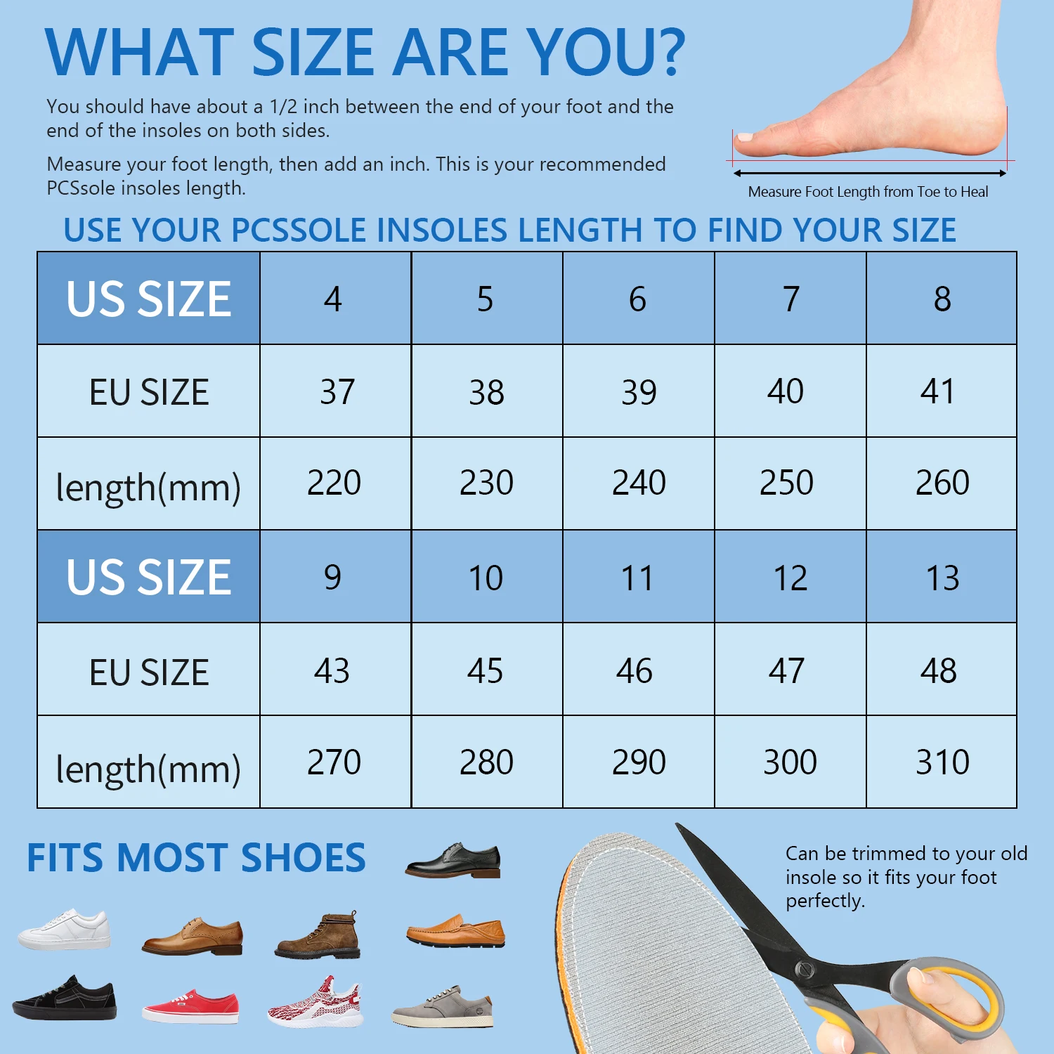 PCSsole Eva Orthopedic Insoles for Feet Height Increase 3cm Arch Support Sponge Metatarsal latex spacer Plantar Fasciitis Insole