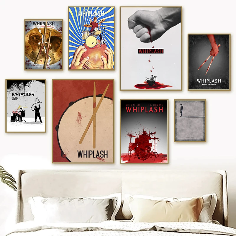 Киноплакаты Whiplash, Картина на холсте, джоксиммонс, майль, Теллер, дамиен, чазель, барабанная пленка, настенное искусство для бара, кафе, комнаты, домашний декор