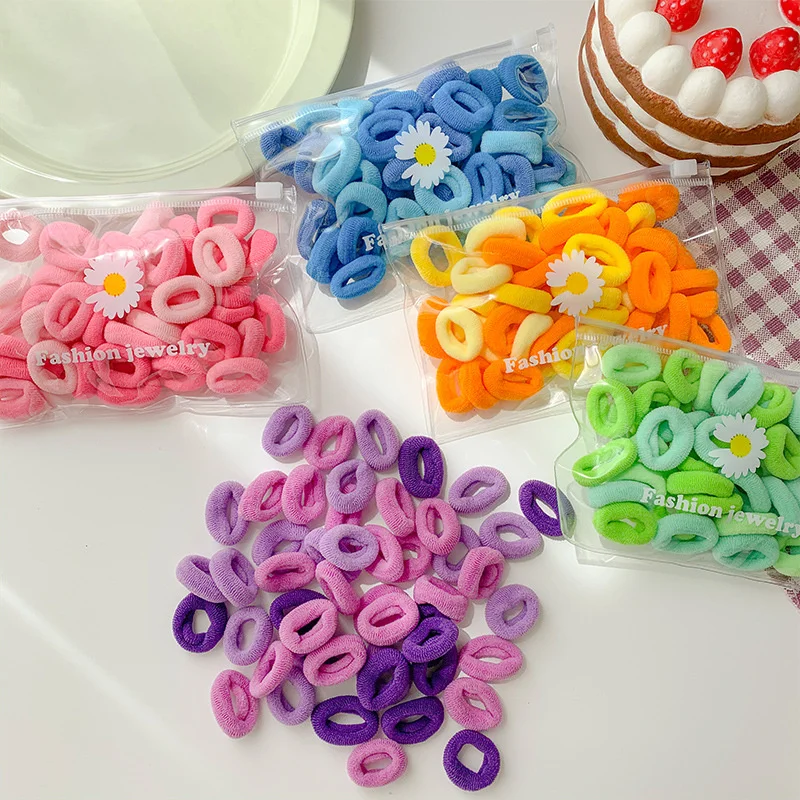 

50PCS/Set Elastic Hair Bands Girls Candy Color Hair Accessories Headband For Kids Ponytail Holder Bands Ornaments Headwear Gift