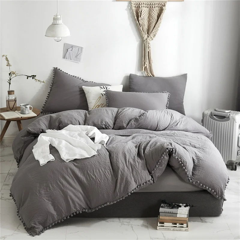 

American Size Furball Tassel Duvet Cover Set Luxury King Queen Size Bedding Set Twin Full Quilt Covers Juego De Ropa De Cama