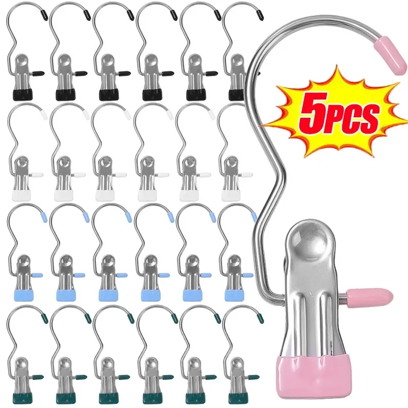 

Multifunctional Anti-slip Clip with Hook Portable Clothes Socking Windproof Drying Clip Hat Towel Hanger Hook Home Storage Clips