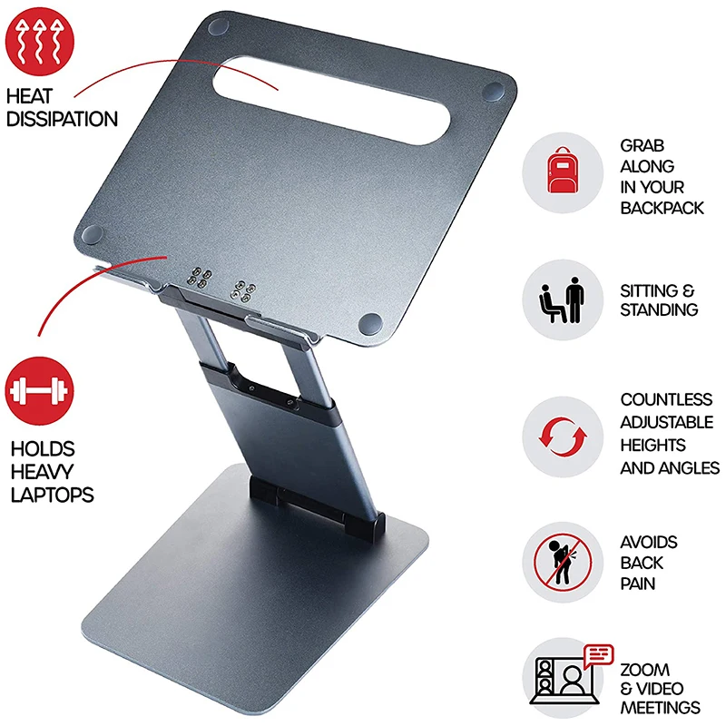 Ergonomic Laptop Stand For Desk Adjustable Height Up To 20 Inch Riser Computer Laptops 10-17 Inches |