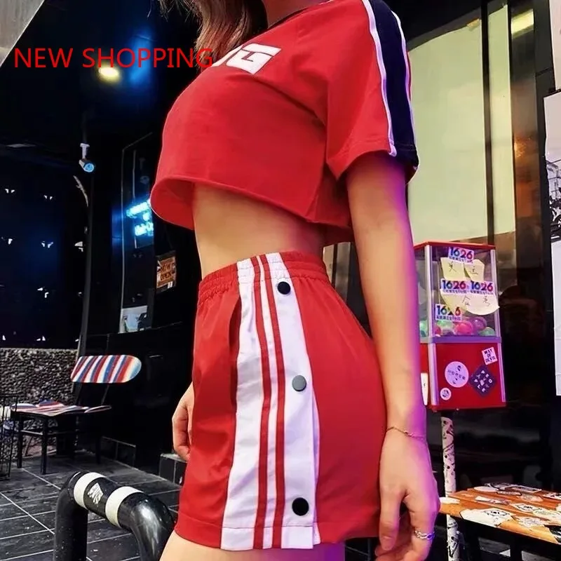 Casual Button Sexy Split Side Shorts Women Harajuku High Waist Shorts White Blue Dance Hot Short Pants Summer 2021 Streetwear