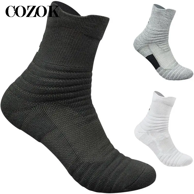 

3 Pairs/lot High Quality New Men Outdoor Sports Elite Basketball Sock Cycling Compression Socks Cotton Towel Bottom Men's Socks