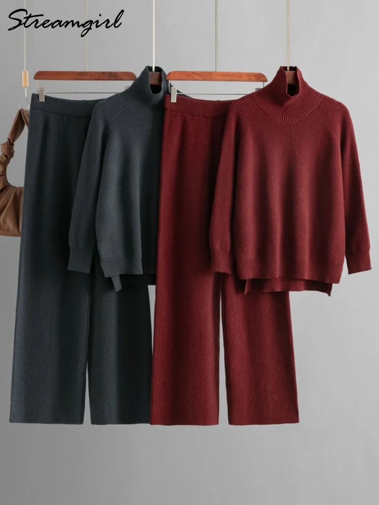 MiuKoMiYa комплект свитер и брюки бордовый