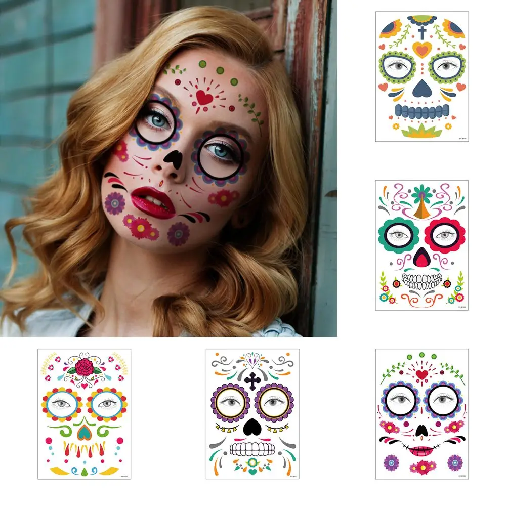 

New Sweat-proof Halloween Masquerade Stickers Waterproof Holiday Decoration Face Tattoo