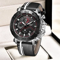 lige mens watches top luxury brand waterproof sport wrist watch chronograph quartz military leather watch relogio masculinobox