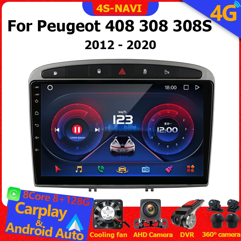 

Автомагнитола на Android, мультимедийный плеер для Peugeot 308 308SW 408 2012-2020, головное устройство с GPS-навигацией для Carplay, Стерео Авторадио