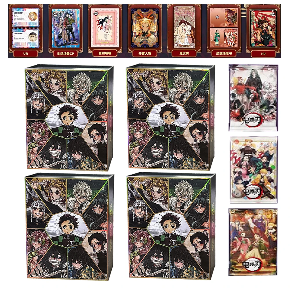 

4Box New Demon Slayer Cards Hobby Collection Tcg Playing Game NR SSP Rare Card Kimetsu No Yaiba Figures For Children Gift Toys