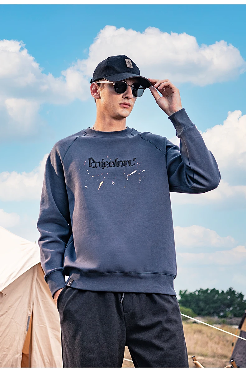 

0735 New Autumn Men's Letter Embroidery Loose Boys Long Sleeve Sweatshirt