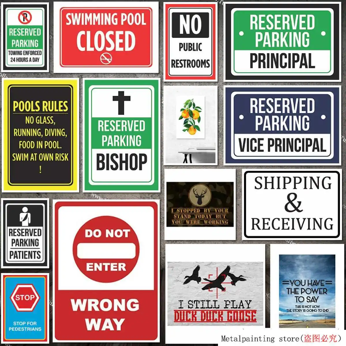 Металлический жестяной знак Stevenca, парковочный знак с принтом епископа, зеленый, белый и черный, 8 дюймов x 12 дюймов, декоративный алюминиевый настенный знак