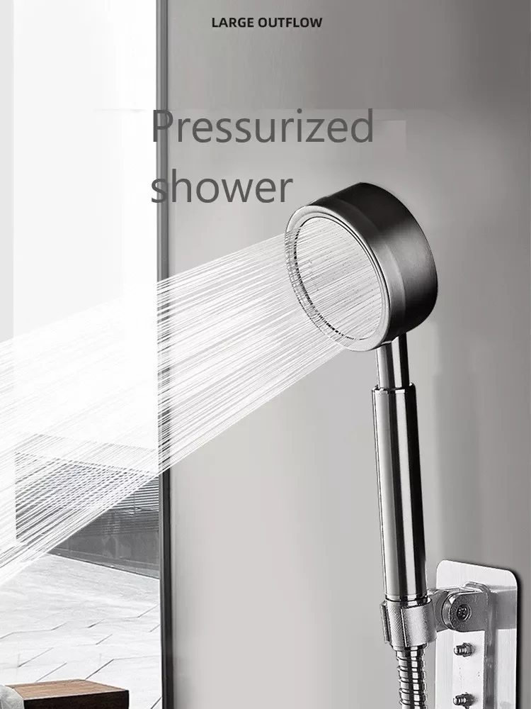 

Pressurized Shower Head Aluminum Pressure Nozzle Anti Clogging Detachable High Pressure Shower Head Bathroom Accessories