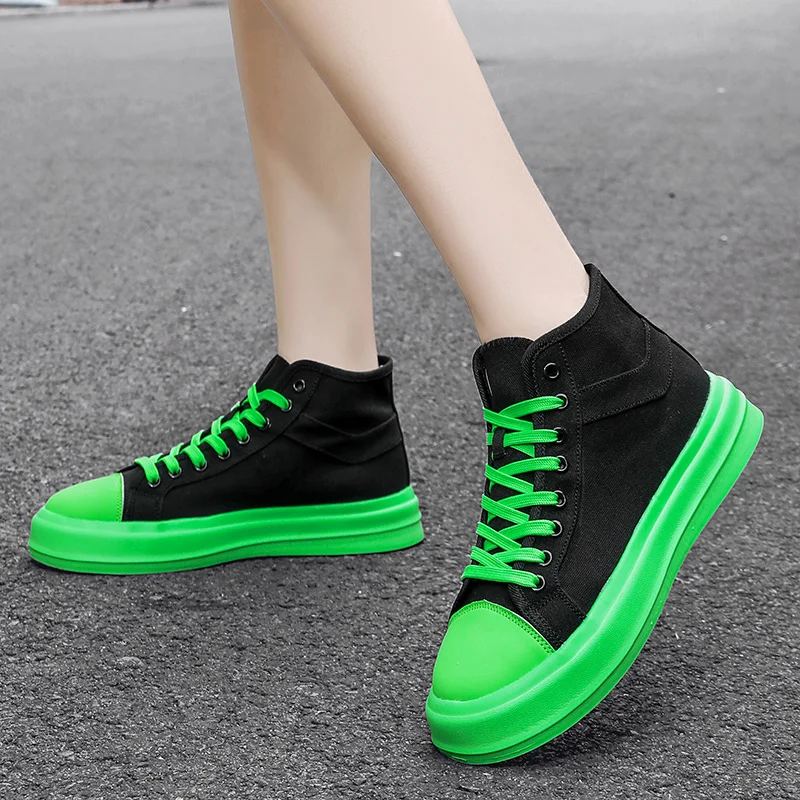 

Skate Shoe Sneakers Women Men Canvas Shoes Punk Trainers High-TOP Unisex Lace Up Casual Shoe Hip Hop Canvas Casual Couples 36-46