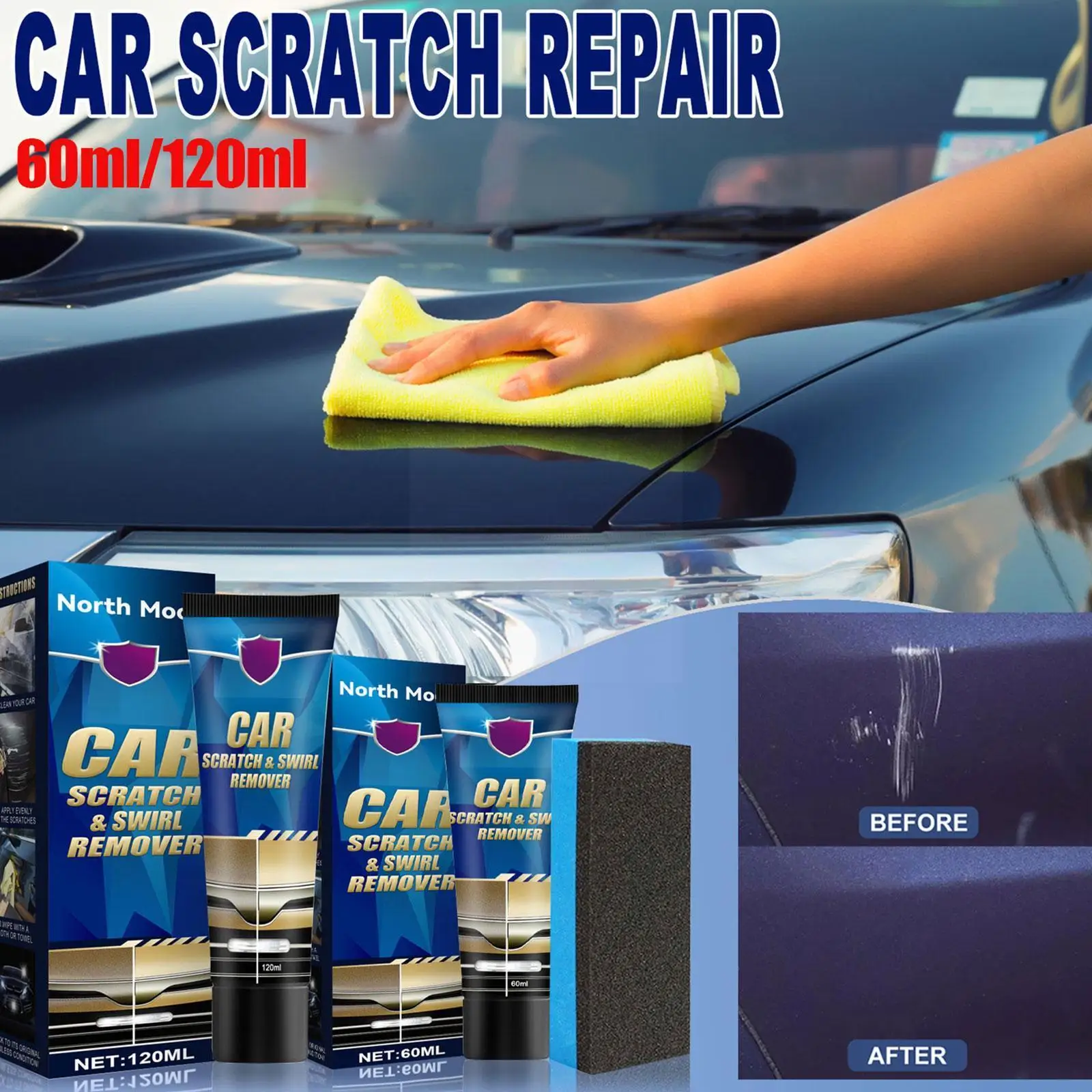 120/60ml Car Scratch Remover Repair Tool Polishing Kit Scratch Repair Anti Accessories Car Tools Cream Paint Repair Wax F0S4