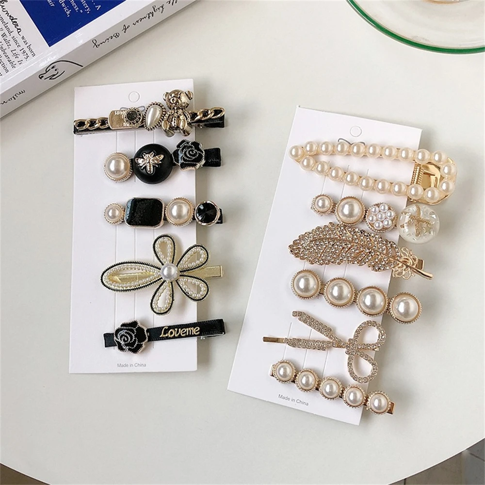 4/5/6 шт. жемчужные заколки для волос женщин Ретро со сверкающими бриллиантами