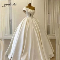 2022 simple white one shoulder wedding dresses elegant satin pleated bridal gowns for women formal party dress vestidos de novia