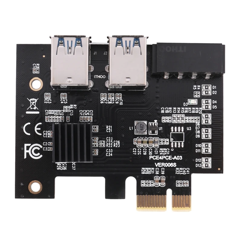 

PCI-E 1 To 4 Riser Card PCI-E 1X To 16X 4 Port Dual Layer USB3.0 Expansion Card For BTC Miner Mining
