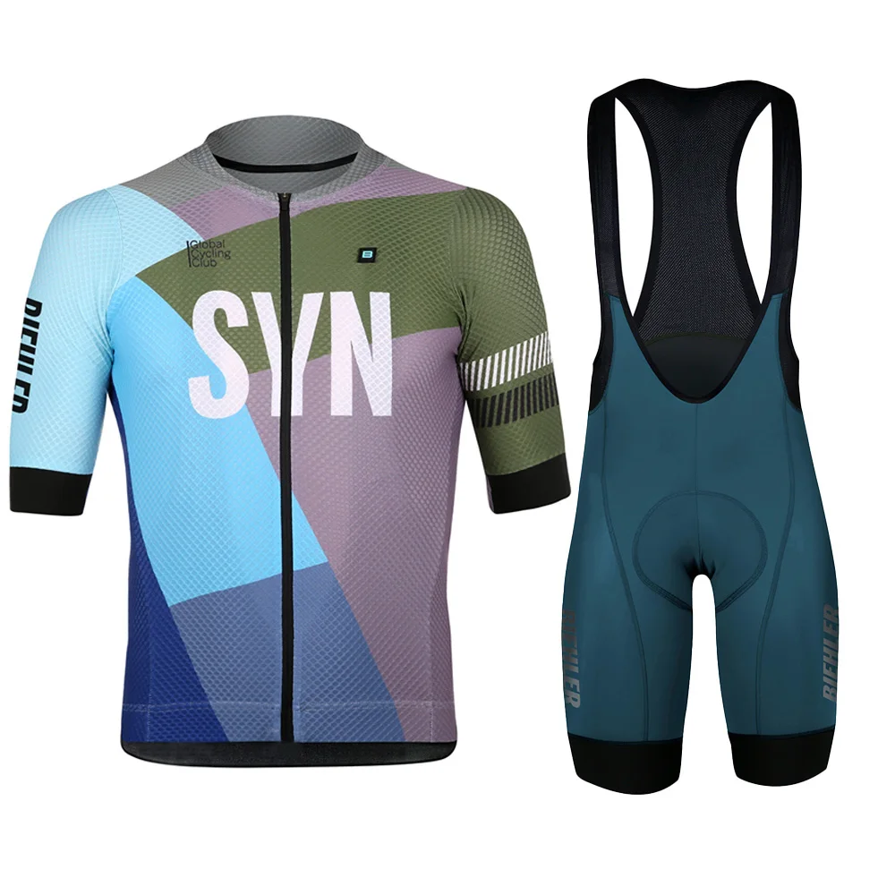 

BIEHLER Summer Cycling Jersey Sets Male Complete Clothing Men's Racing Bike Sleeve Suit Bicycle Bib Shorts MTB Pants Breathable