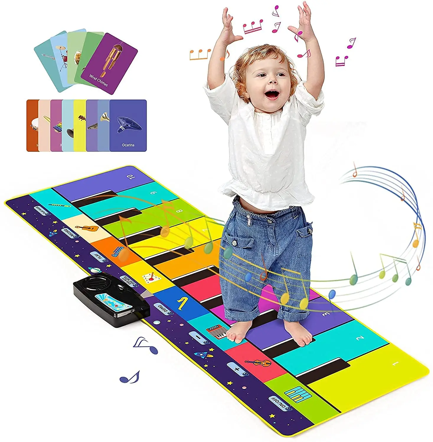

110*36cm Kids Musical Piano Mat Babi Toy Play Mat Musical Keyboard With 8 Instrument Sounds Study Educational Toys For Child
