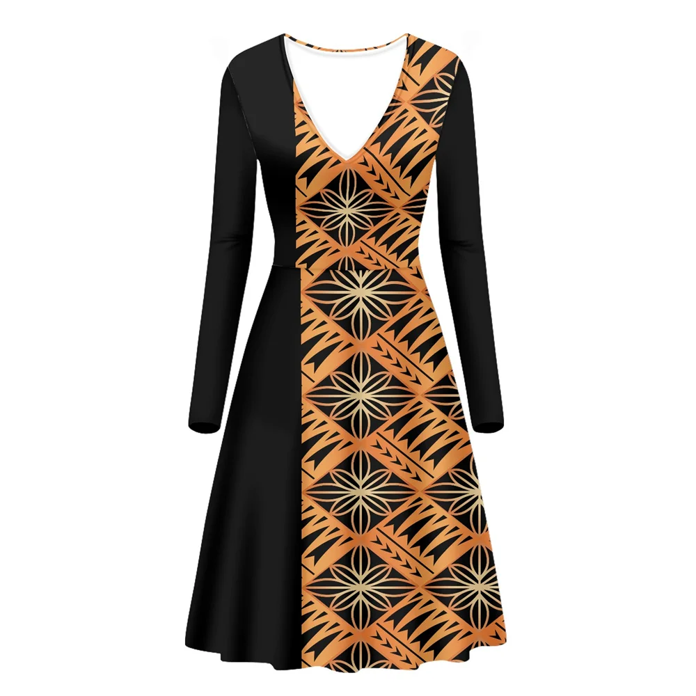 

Модная полинезийская этническая одежда, Гавайская Повседневная летняя Модная одежда с длинным рукавом и V-образным вырезом для девушек с цв...