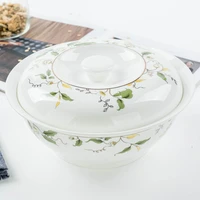 domestic tangshan bone china 9 inch large soup bowl with lid pot soup pot soup basin large soup bowl porcelain cover sea bowl