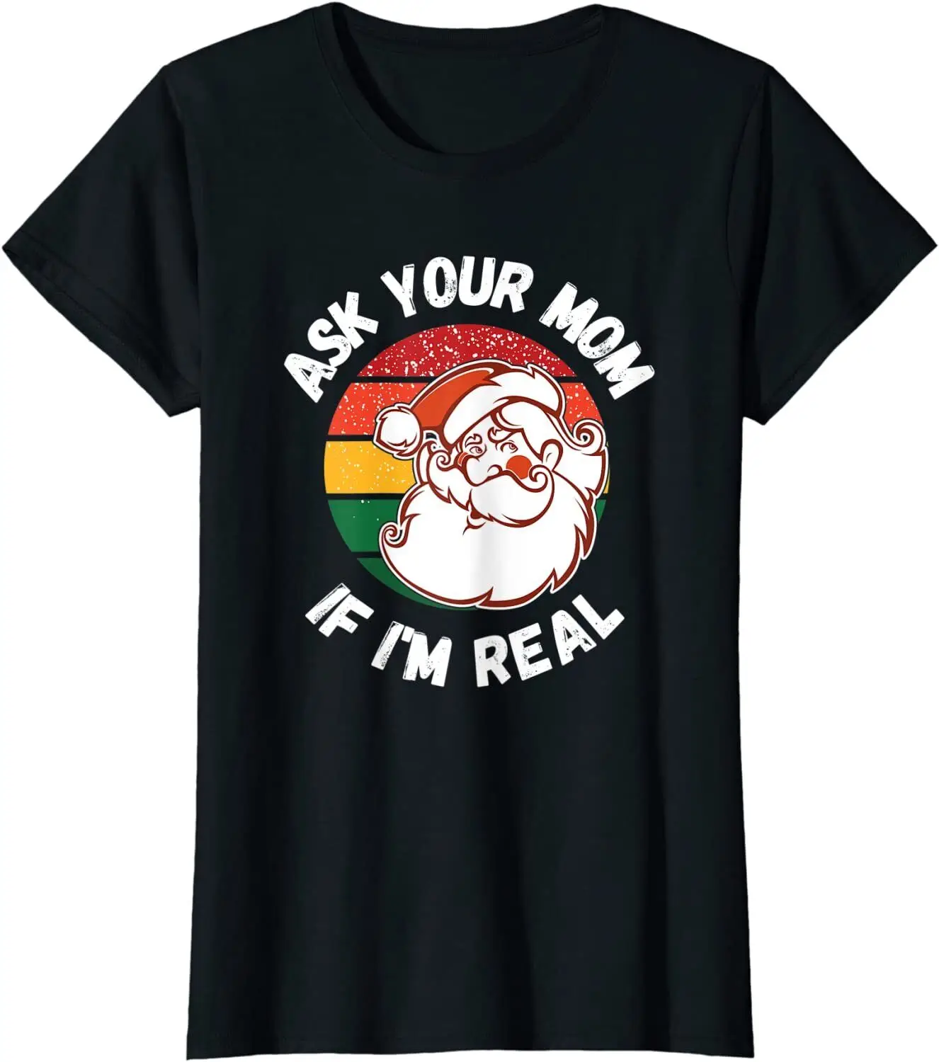 Саркастическая Рождественская женская футболка с круглым вырезом и надписью «спросите вашу маму»