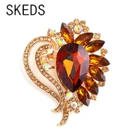 skeds luxury heart women fashion brooch jewelry metal rhinestone brooches pins party wedding corsage lady elegant pin gift