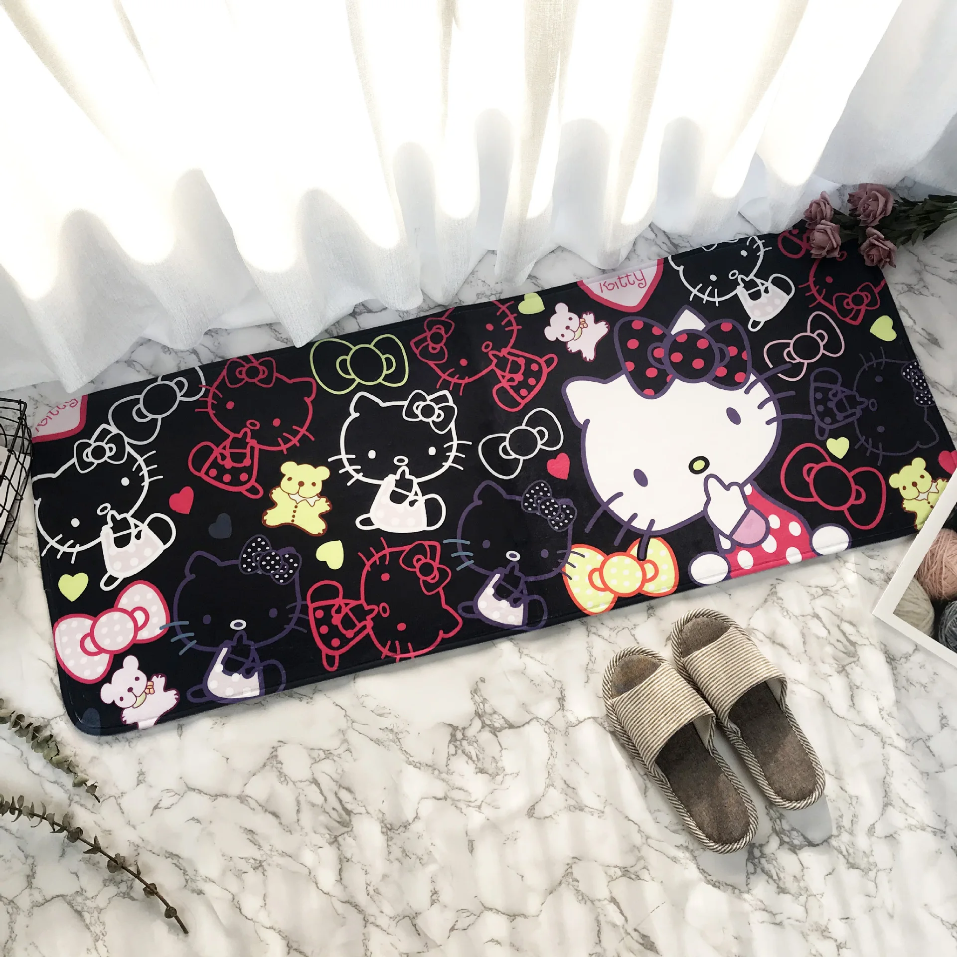 45x120cm holle kitty floor mat fare velvet memory cotton childrens cartoon carpet absorbent footmat bathroom non slip carpet free global shipping