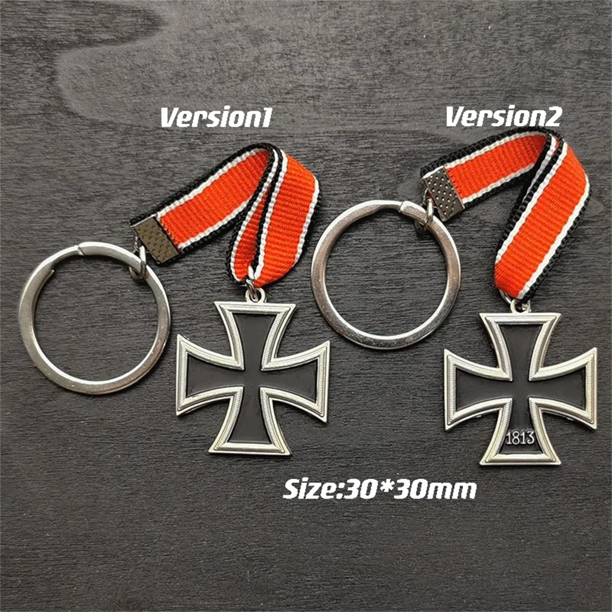30x30MM German Medal Mini Iron Cross Badge and Key Ring | Pins &amp Badges