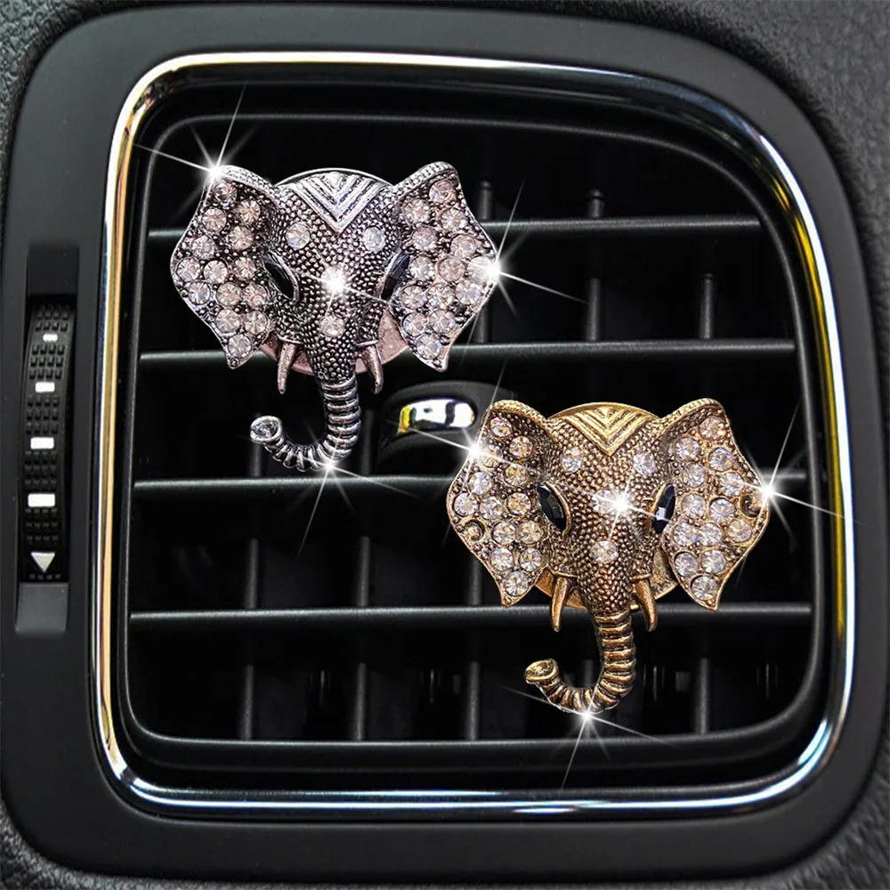 

Bling Crystal Rhinestone Cute Elephant Car Vent Clip Air Freshener Perfume Diffuser Automobile Interior Decoration Accessories