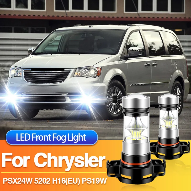 Фото 2×PSX24W H16 (EU) светодиодные противотуманные фары 5202 PS19W для Chrysler 200/300/Sebring/Town & Country, автомобильная указательная лампа Canbus 12V №1
