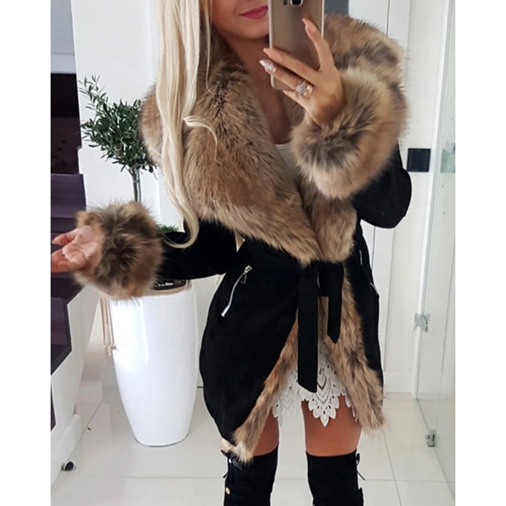 Women Feather Zipper Detail Long Sleeve Lined Coat 2022 Femme Casual Long Sleeve Coat Lady Hooded Outfits Fashion Clothing