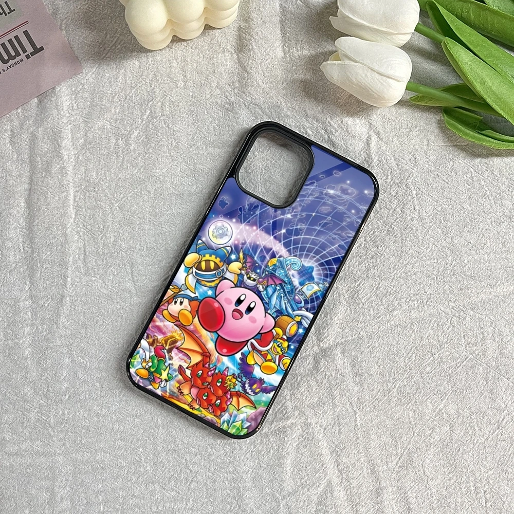Милый чехол для телефона с игрой K-kirby Iphone 16 15 14 13 12 11 Pro Max Mini 8 Plus Se Xr X Xs Fundas Shell PC + из