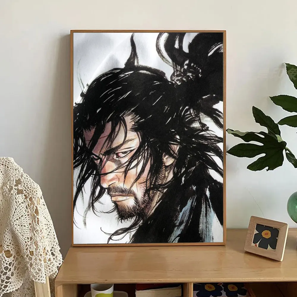 Самурай черно-белый Миямото Мусаси Ретро Вагибнд Иноуэ Такеёко персонаж холст