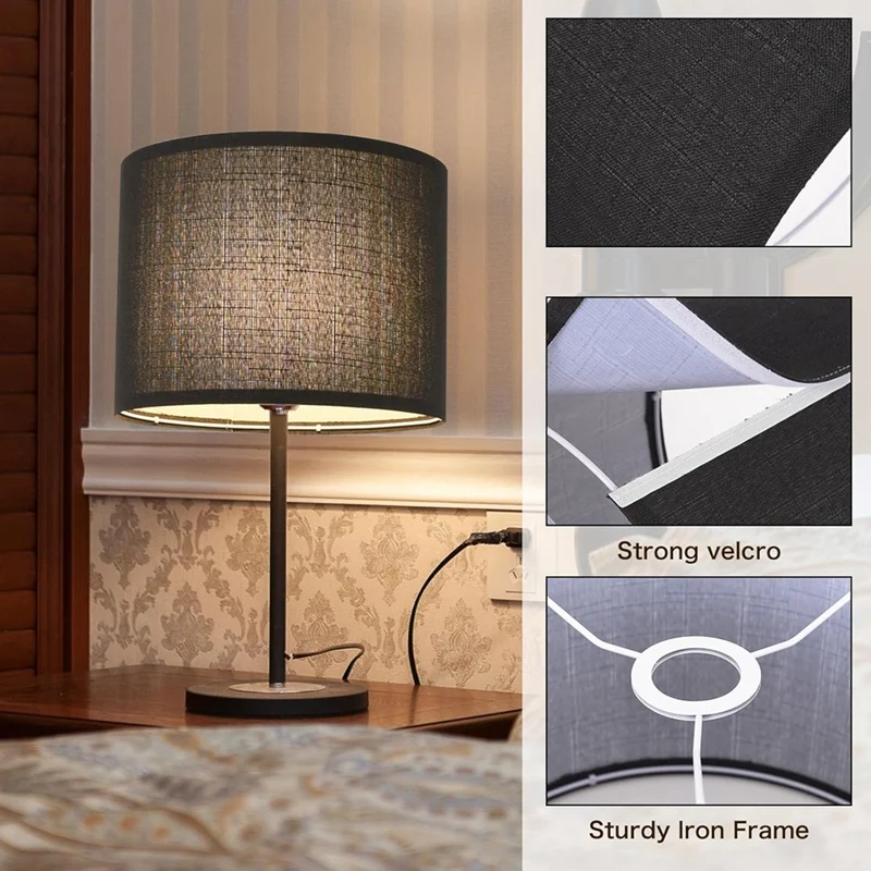 Черный абажур для лампы GTBL барабана 13 дюймов сверху снизу 10 высотой сменный