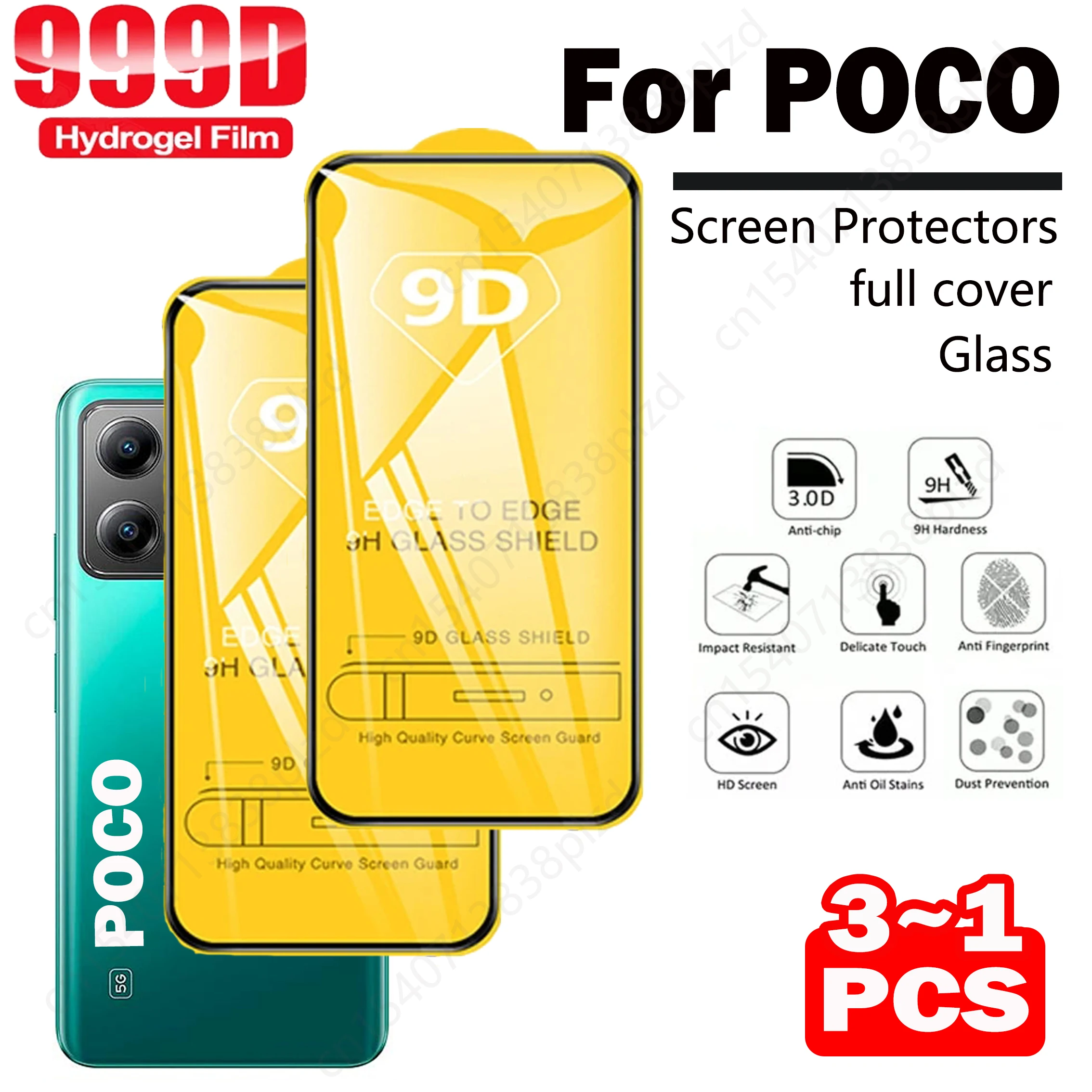 

For POCO F3 X5 Pro Screen Protector For M5 M5s F2 X3 M3 M4 X4 M2 Pro GT F4 5G X2 9D Glass Protectors Film For X5Pro F2 Pro M 5 S