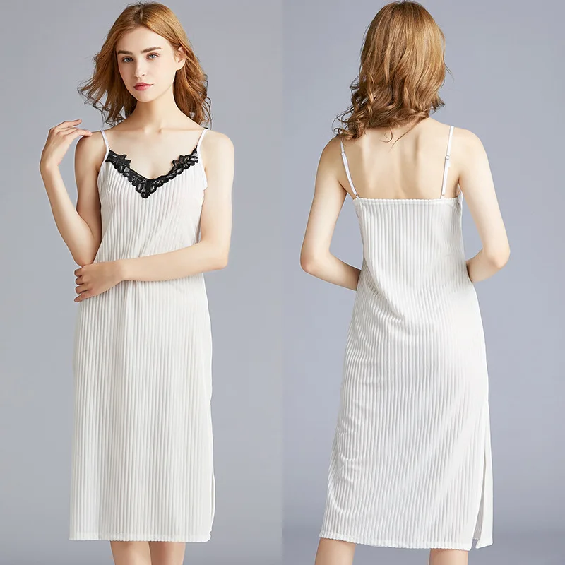 Sexy Lace Women Night Dress Winter Autumn Pajama Dress Velvet Long Sleepwear Nightgown Nightwear Dress For Women Sleeping