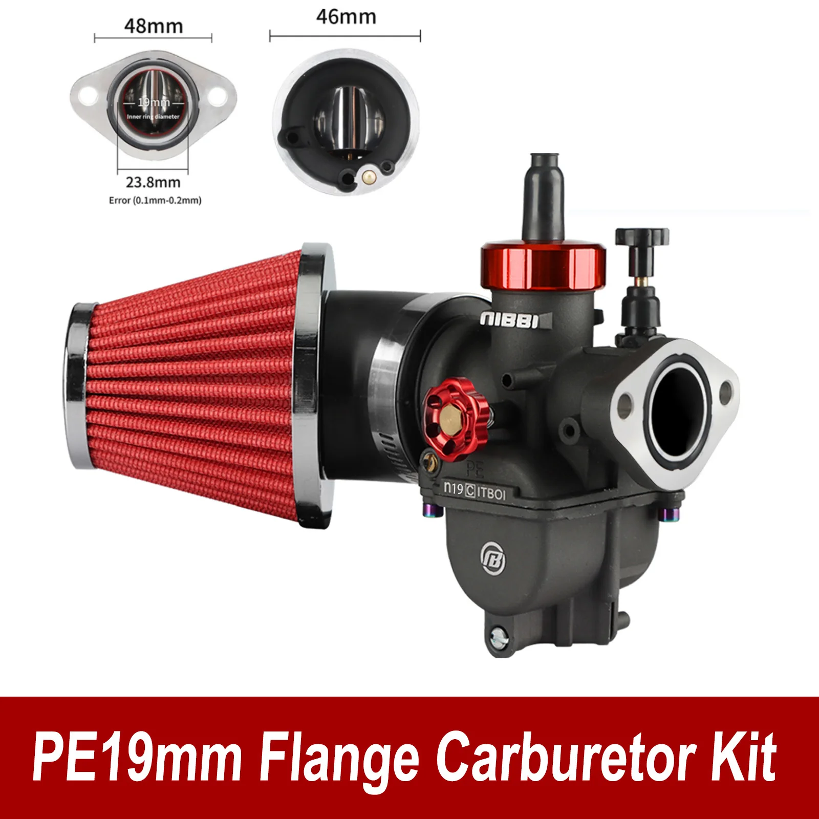 

NIBBI Универсальный мотоциклетный карбюратор с плоской шторкой PE17 мм/PE24 мм/PE26 мм/PE28 мм Фланцевый карбюратор Воздушный фильтр для Yamaha Suzuki