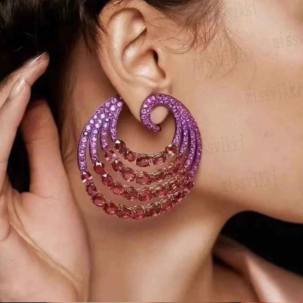 

Soramoore Luxury Big Round Earrings High Quality Cubic Zirconia European Wedding Party Show Best Gift Jewelry New Original