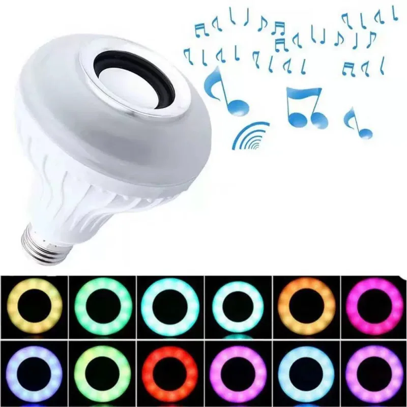 12 Вт E27 Bluetooth-динамик, музыкальная лампа, пульт дистанционного управления, RGB-лампа 85-265 В для спальни, домашнего декора, меняющая цвет, RGB-лампа (art.: 3920ce99e0795) - 3920ce99e0795