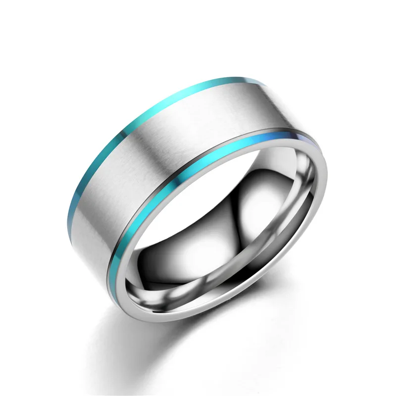 

Fashion Colorful Two-color Titanium Steel Ring Frosted Ring Fashion European and American Stainless Steel Lovers Ring Jewelry