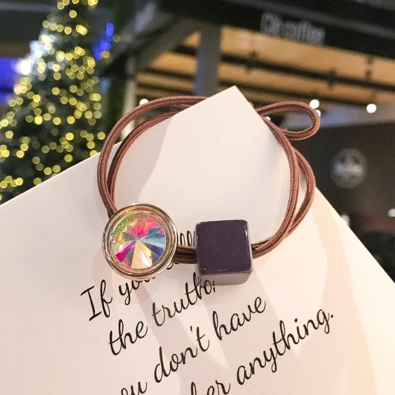 Новинка 2020 корейские милые резинки для волос девочек простые цветные кубические