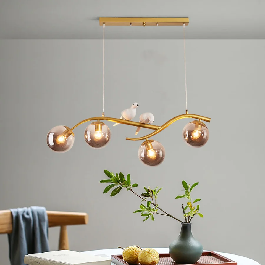 

2022 Nordic Led подвесной светильник для столовой кухни домашний декор Современная Золотая черная люстра Дерево Птица потолочная Подвесная лампа