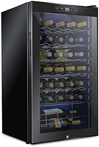 

34 бутылочный компрессор холодильник для вина w/Lock | Большой автономный винный погреб | Цифровой температурный холодильник для вина 41f-64f