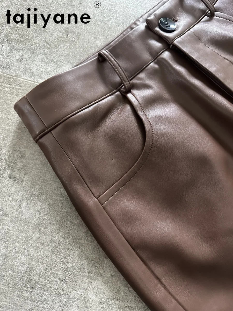 TAJIYANE брюки-карандаш из натуральной овчины женские брюки 2023 осенне-зимняя одежда