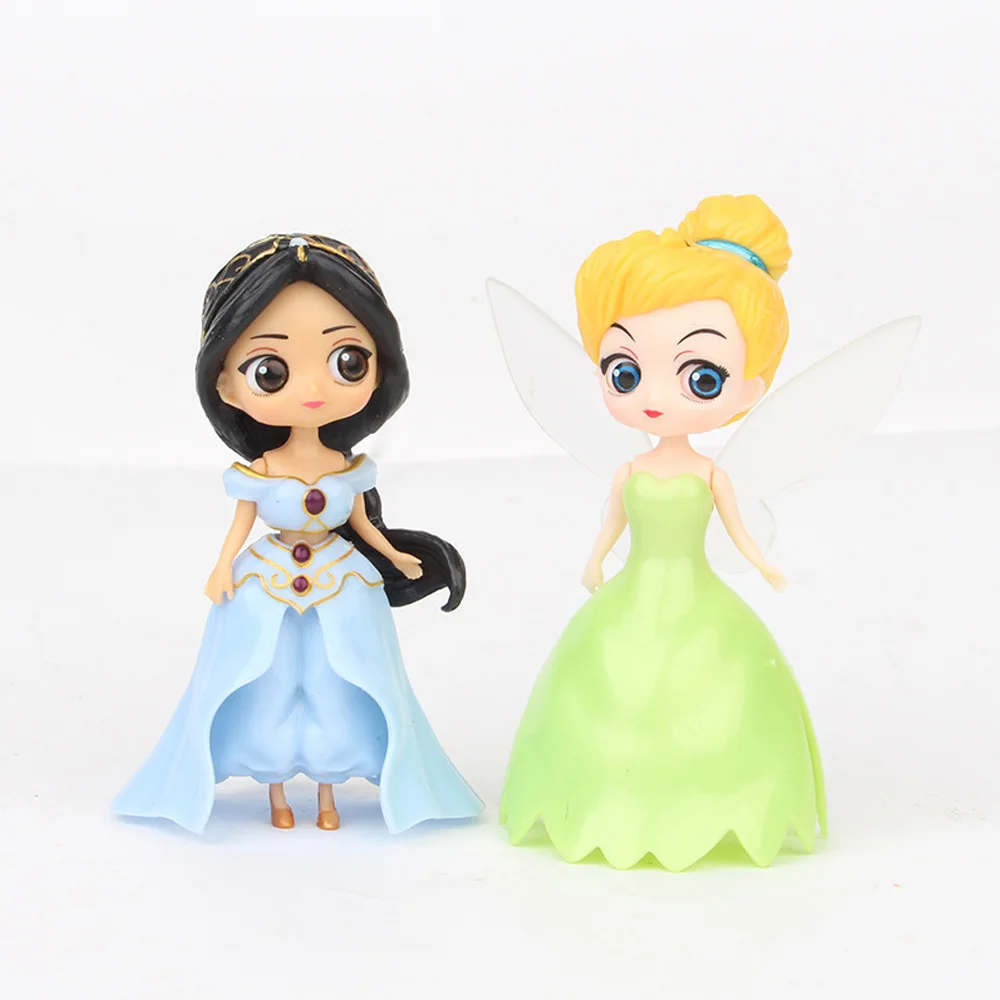18Pcs/Set Disney Princess Frozen Elsa Queen Anna Tinker Bell Jasmine Change Clothes Figures PVC Action Model Toys Doll Gifts - купить по