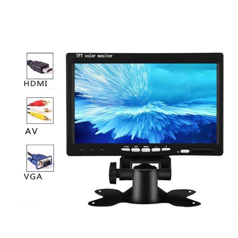 Universal 7 inch HD screen Car Monitor 1024*600 Security Monitor Parking assistance Rearview camera optional hdmi/AV/VGA display