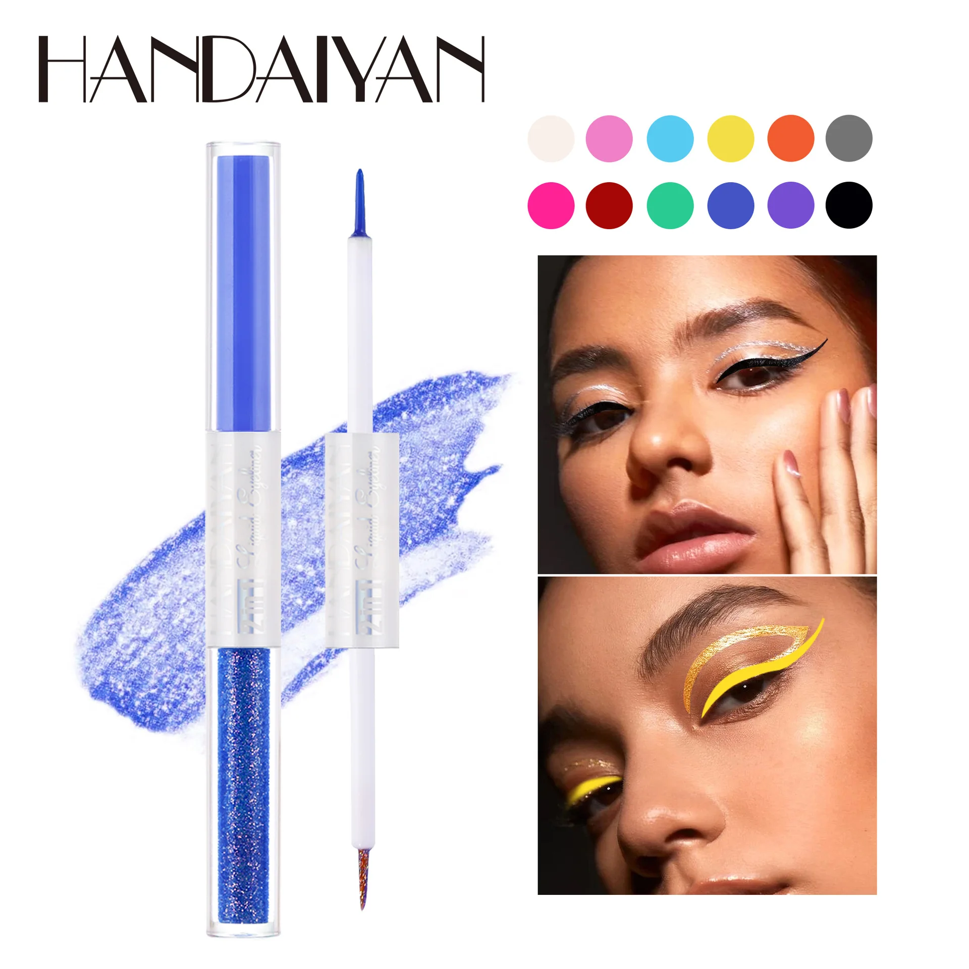 

12Colors Double Head Eyeliner Pencil Long Lasting Quick-drying Waterproof Anti-sweat Eye Liner Makeup